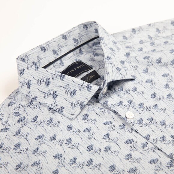 Stitch Note Long Sleeve Floral Print Shirt - Lt Blue - Picture 3 of 4
